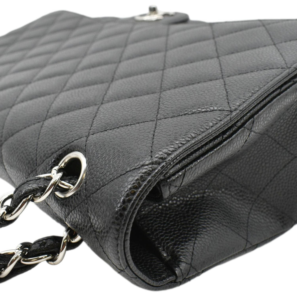 Chanel Classic Maxi Single Flap Caviar Leather Shoulder Bag Black