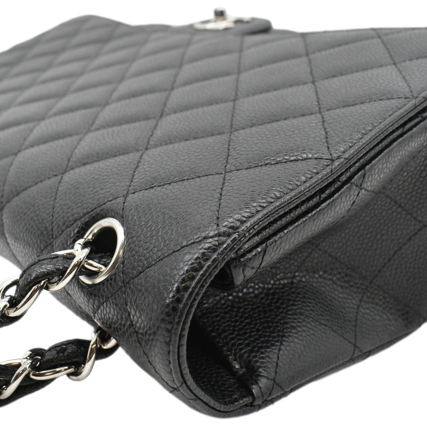 Chanel Classic Maxi Single Flap Caviar Leather Shoulder Bag Black