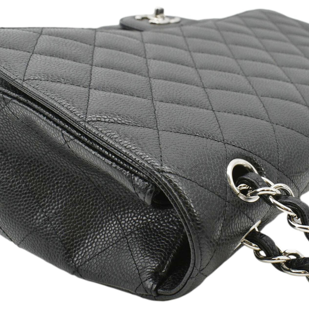 Chanel Classic Maxi Single Flap Caviar Leather Shoulder Bag Black