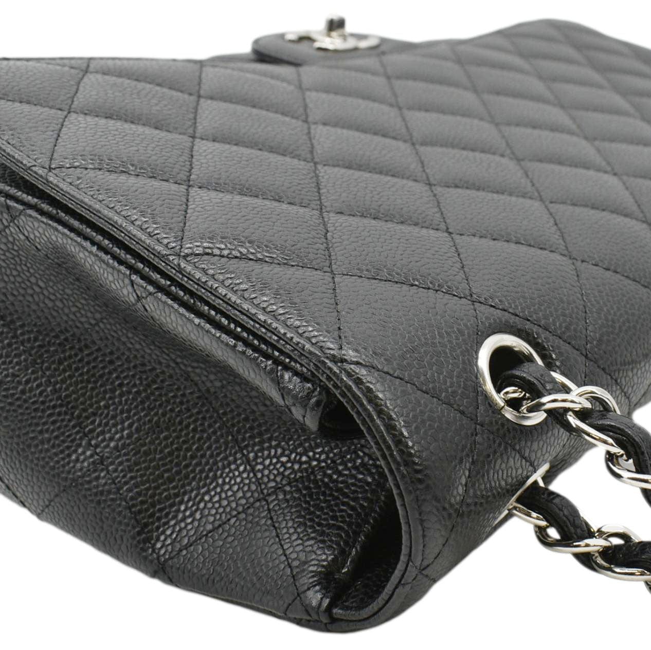 Chanel Classic Maxi Single Flap Caviar Leather Shoulder Bag Black