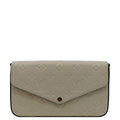 LOUIS VUITTON Felicie Monogram Empreinte Leather Pochette Crossbody Bag Cream