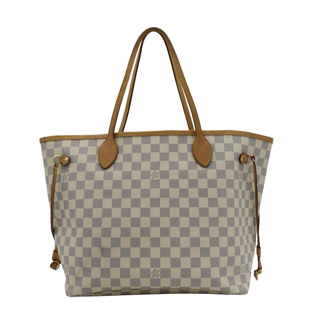 LOUIS VUITTON Neverfull MM Damier Azur Shoulder Bag Rose Ballerine