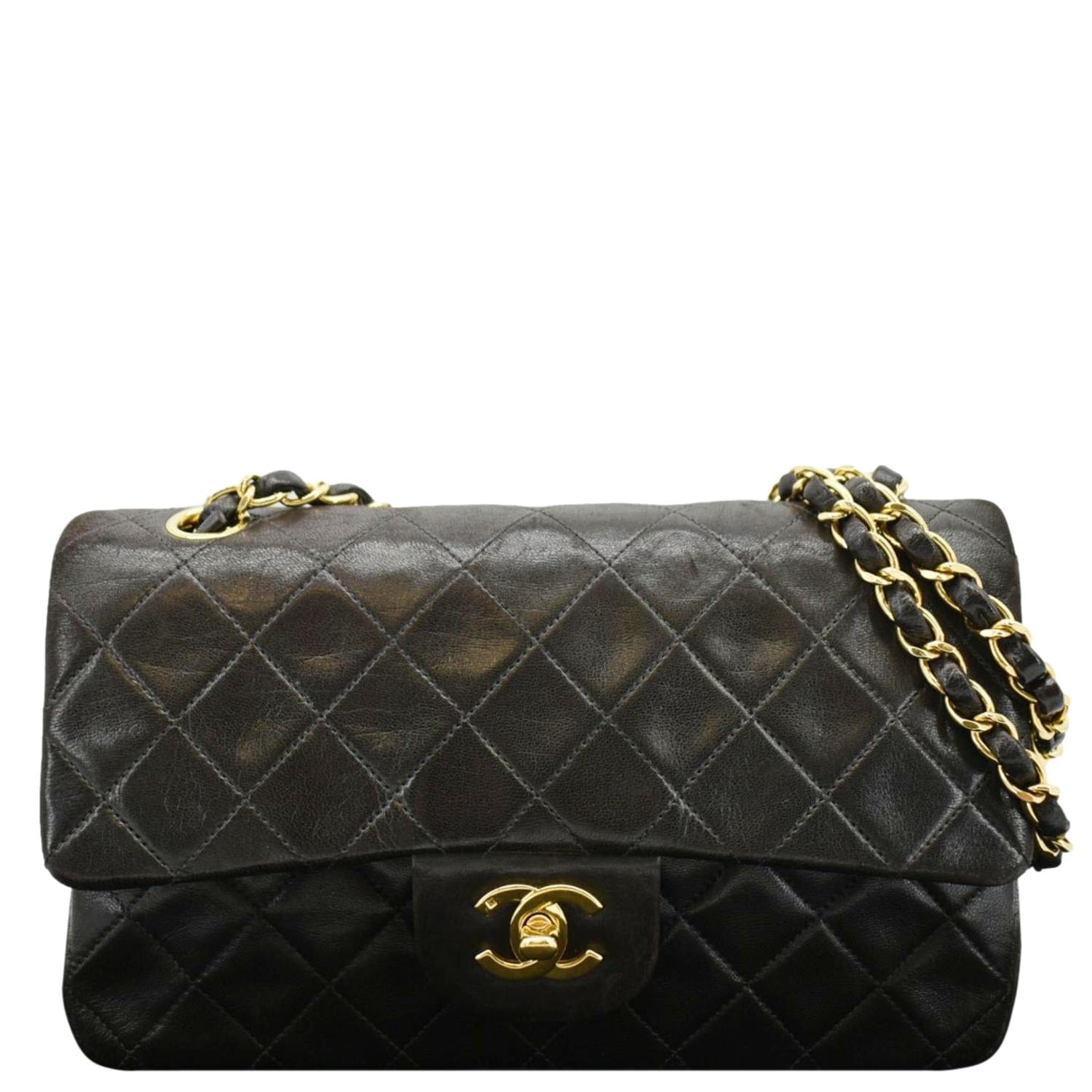 Chanel  Classic Double Flap Medium Quilted Leather Shoulder Bag Dark Brown