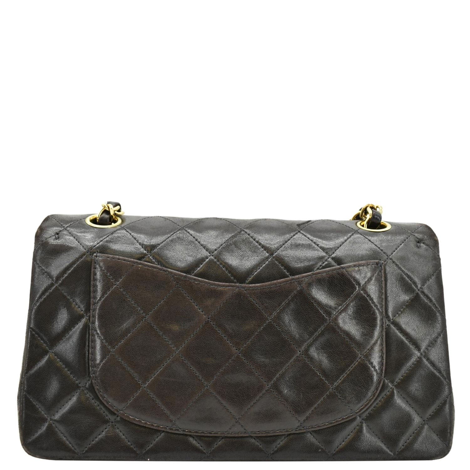 Chanel  Classic Double Flap Medium Quilted Leather Shoulder Bag Dark Brown