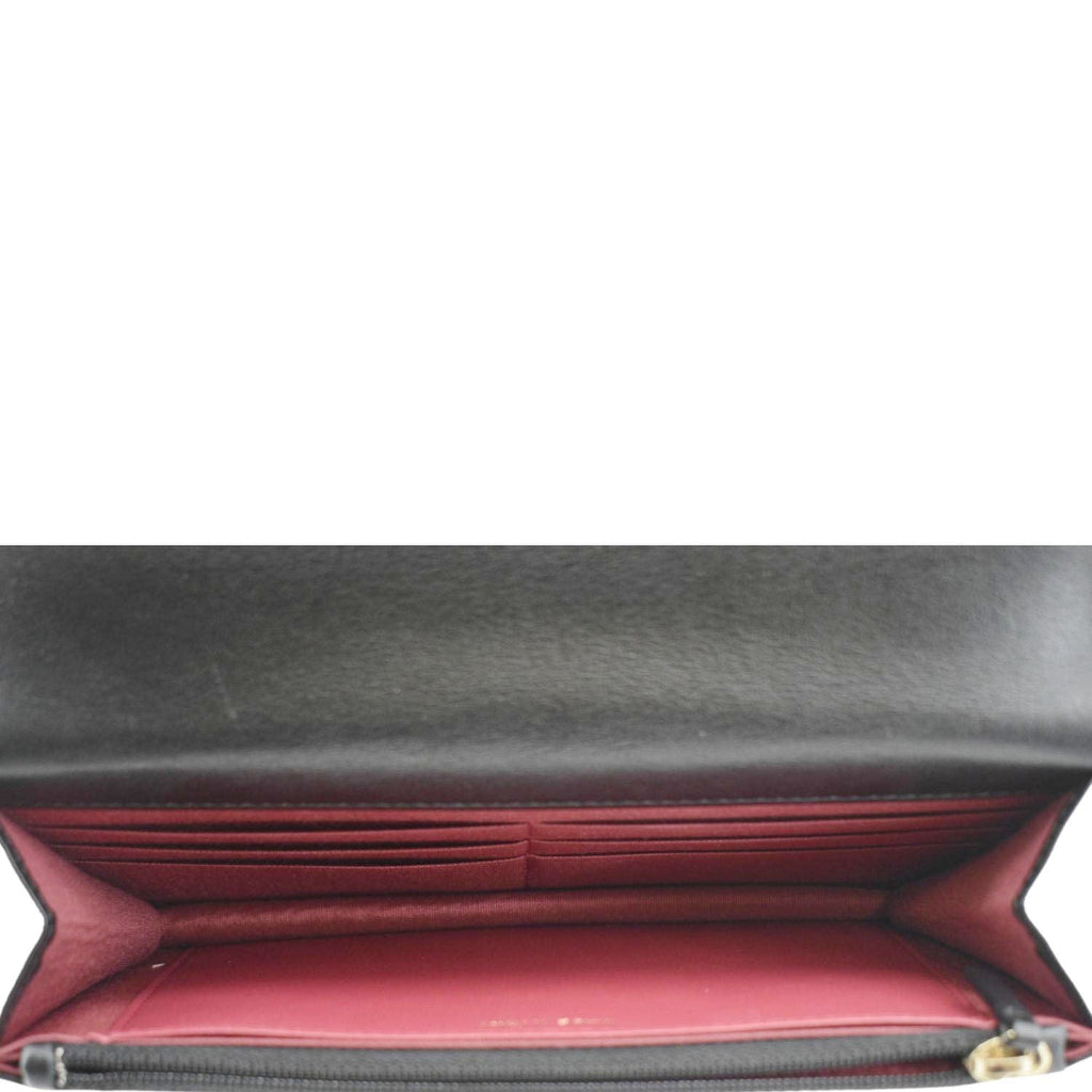 Chanel 19 CC WOC Quilted Shiny Leather Wallet On Chain Crossbody Bag Black