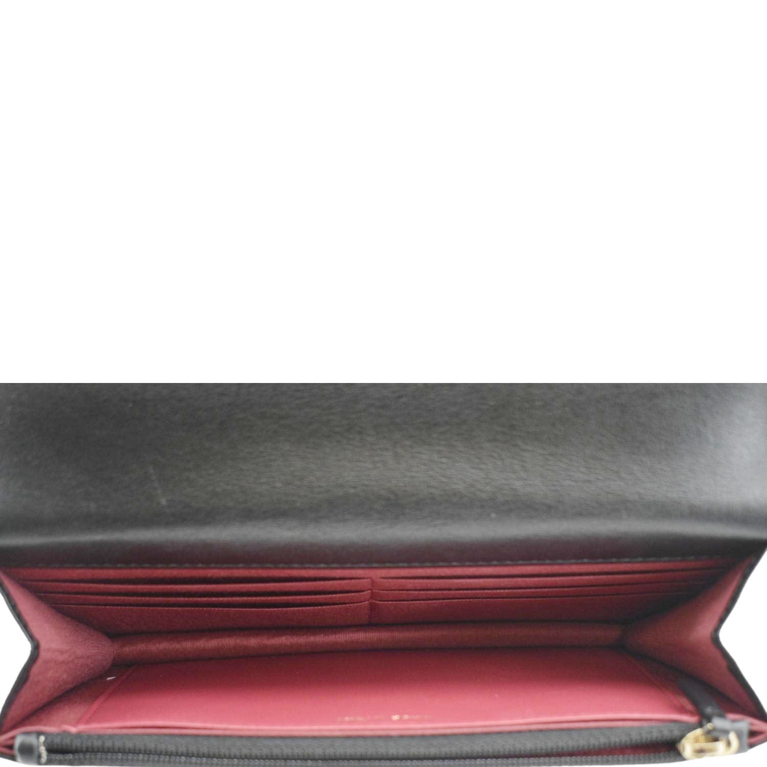 Chanel 19 CC WOC Quilted Shiny Leather Wallet On Chain Crossbody Bag Black