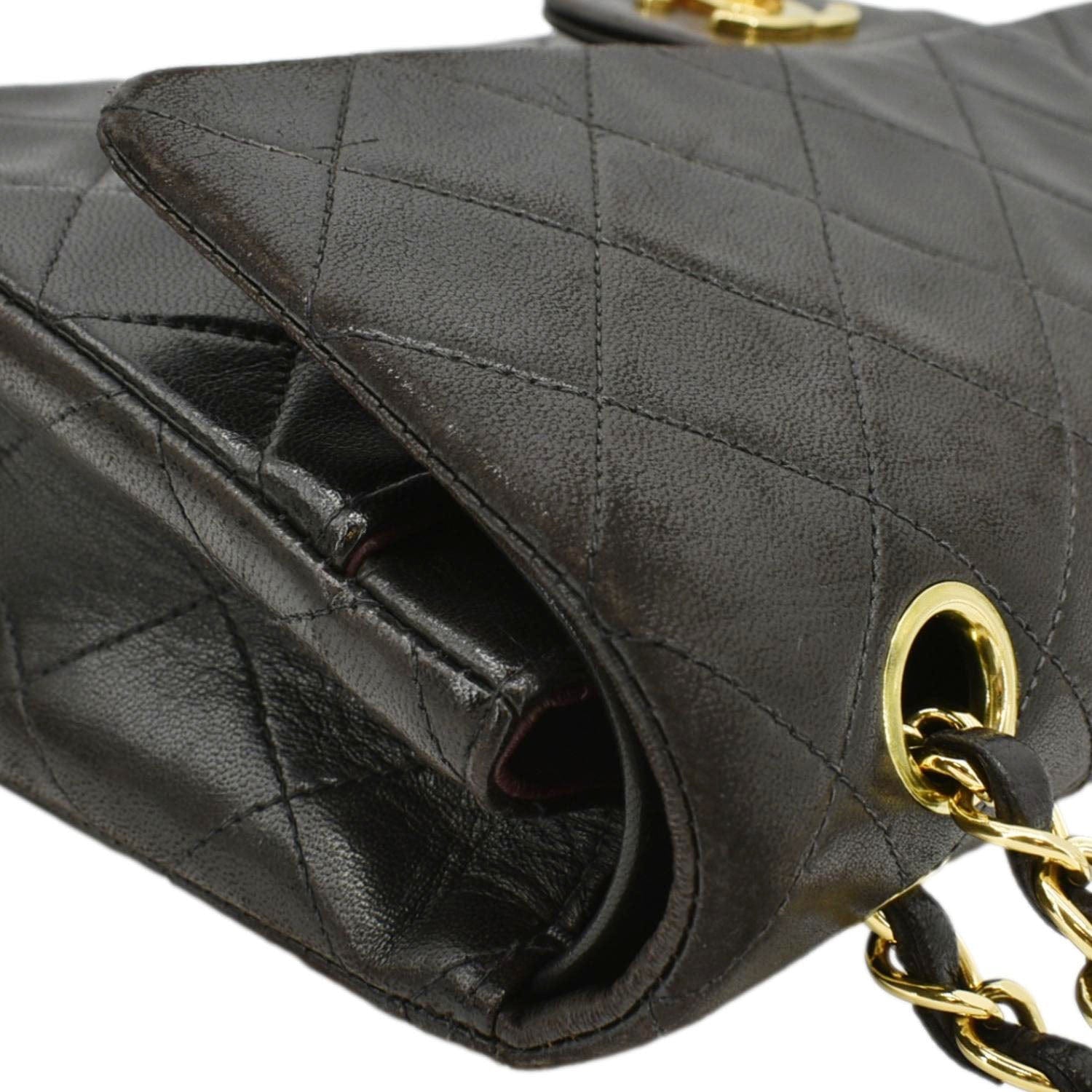 Chanel  Classic Double Flap Medium Quilted Leather Shoulder Bag Dark Brown