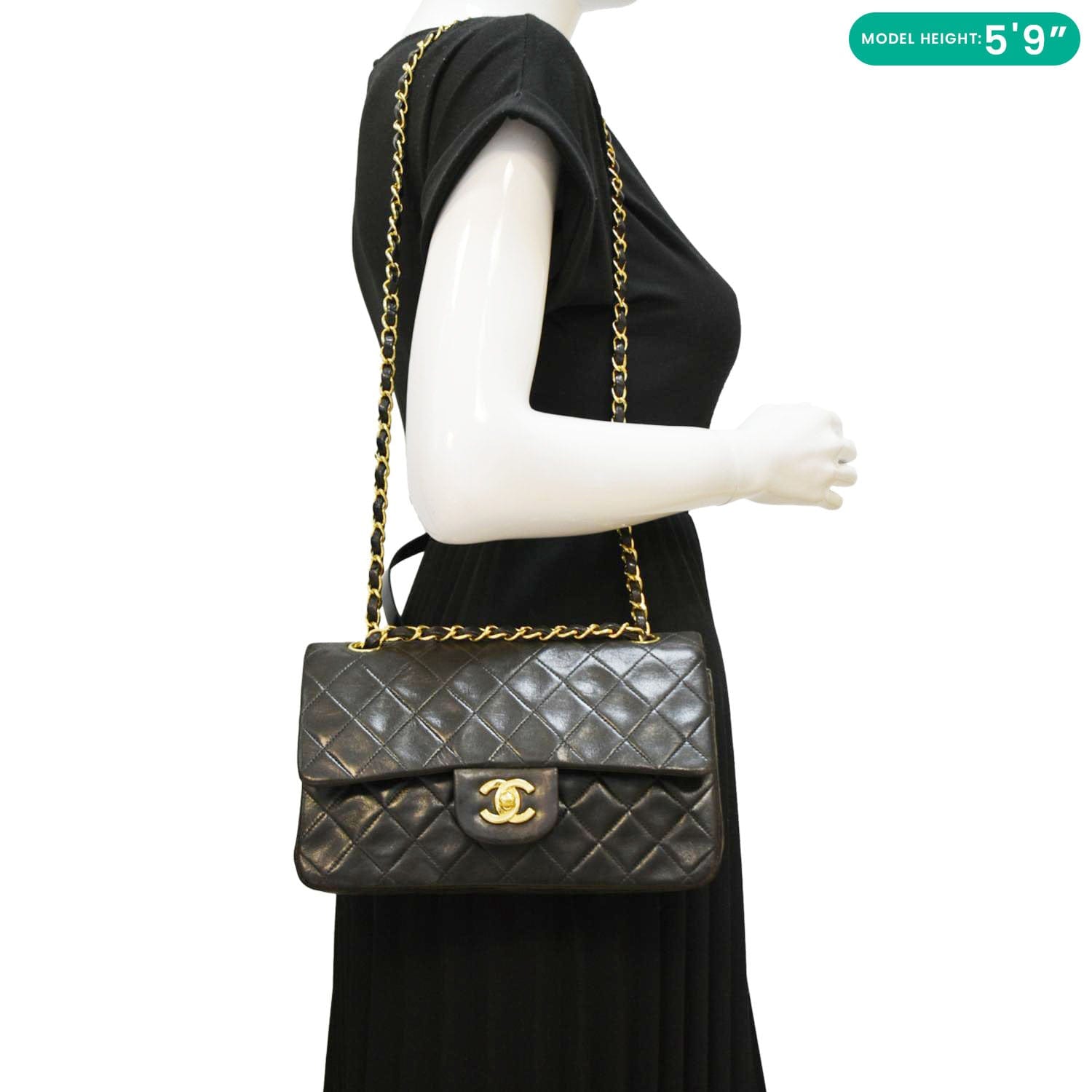 Chanel  Classic Double Flap Medium Quilted Leather Shoulder Bag Dark Brown