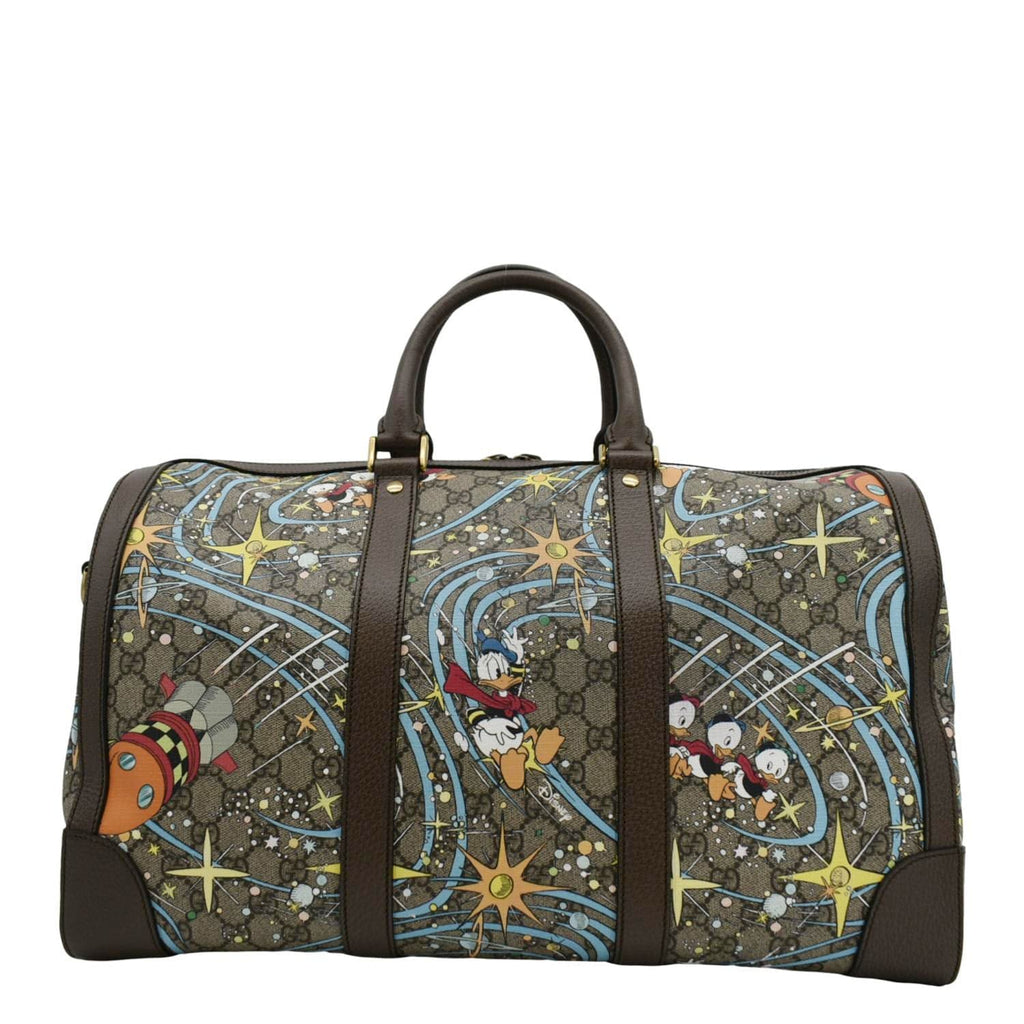 GUCCI Disney x Donald Duck Gucci Supreme Canvas Duffle Travel Bag Beige 648085
