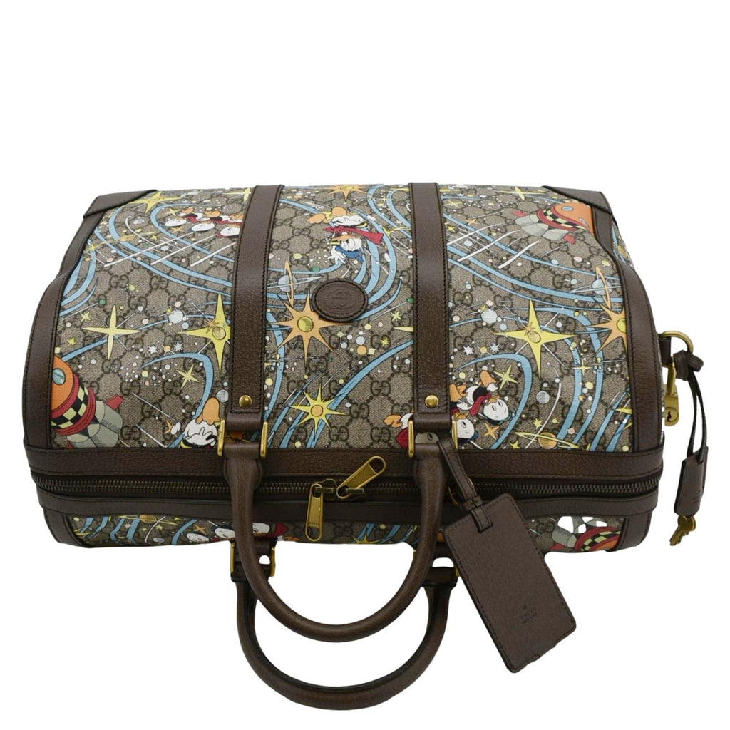 GUCCI Disney x Donald Duck Gucci Supreme Canvas Duffle Travel Bag Beige 648085