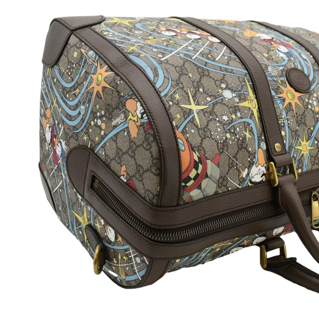 GUCCI Disney x Donald Duck Gucci Supreme Canvas Duffle Travel Bag Beige 648085