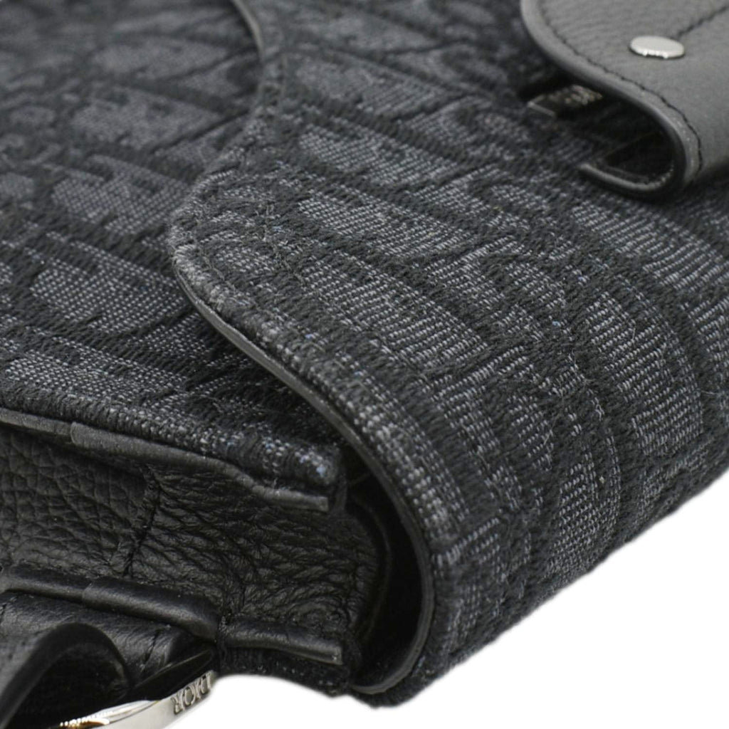 CHRISTIAN DIOR Saddle Oblique Jacquard Crossbody Bag Black