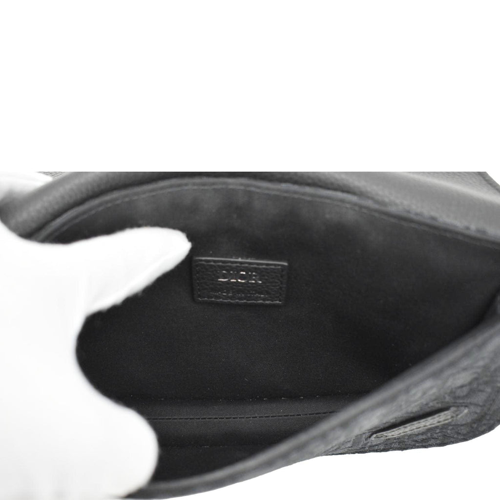 CHRISTIAN DIOR Saddle Oblique Jacquard Crossbody Bag Black
