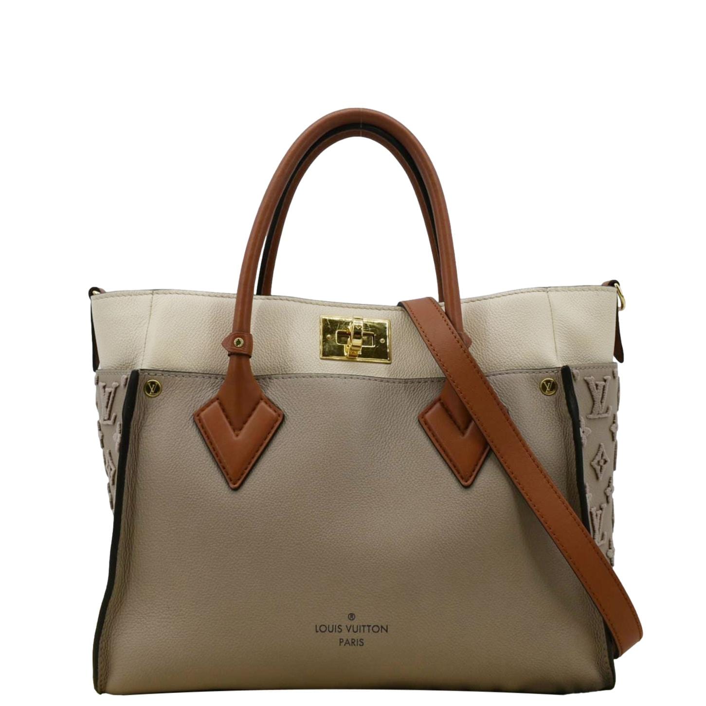LOUIS VUITTON On My Side MM Leather Shoulder Bag Cream