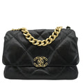 Chanel 19 Flap Quilted Lambskin Leather Shoulder Bag Black