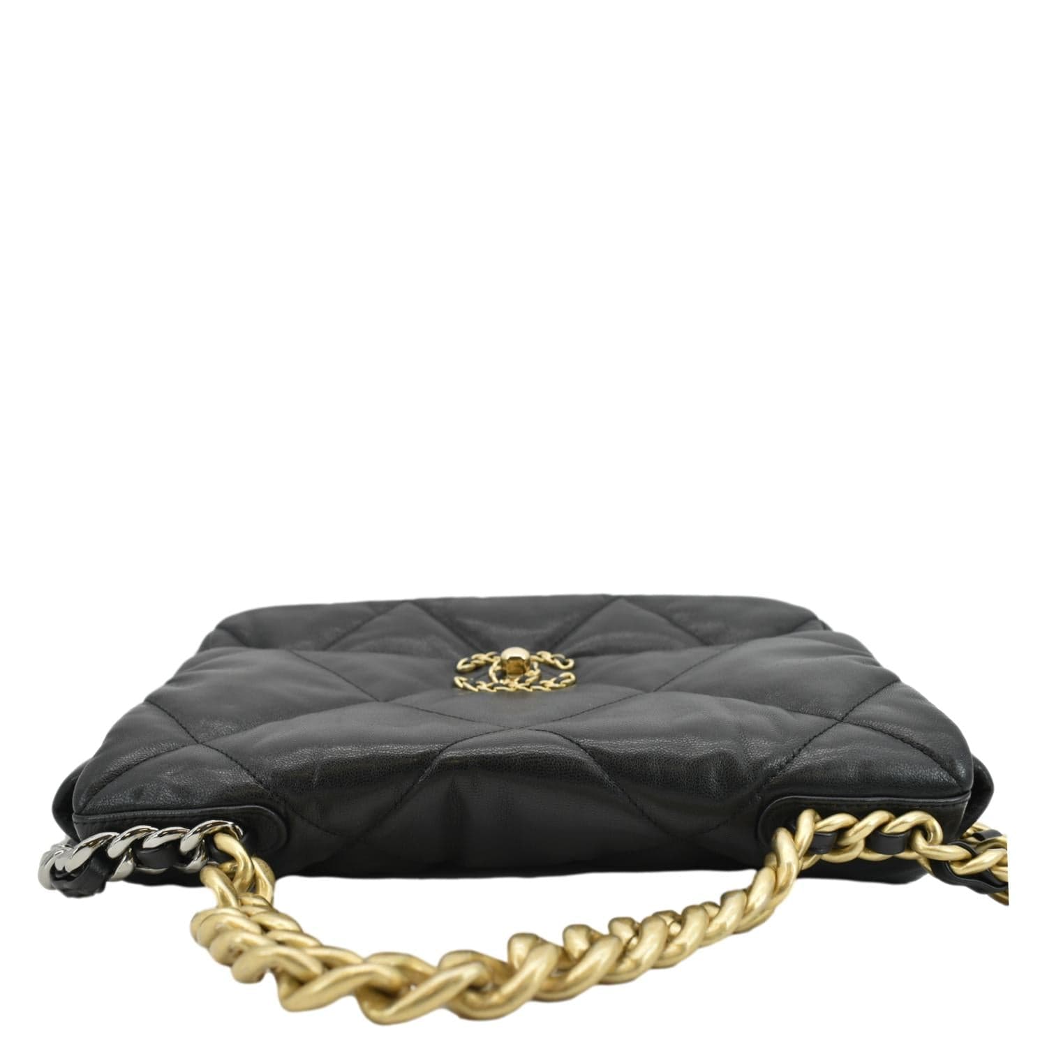 Chanel 19 Flap Quilted Lambskin Leather Shoulder Bag Black