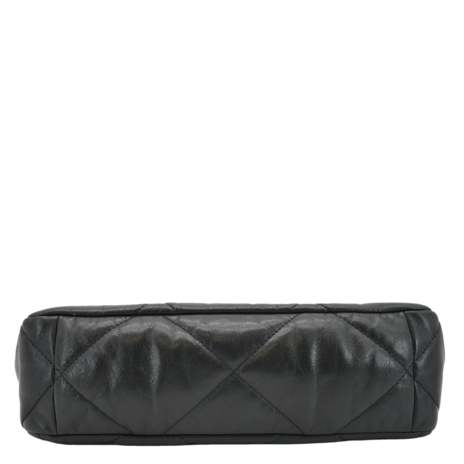 Chanel 19 Flap Quilted Lambskin Leather Shoulder Bag Black