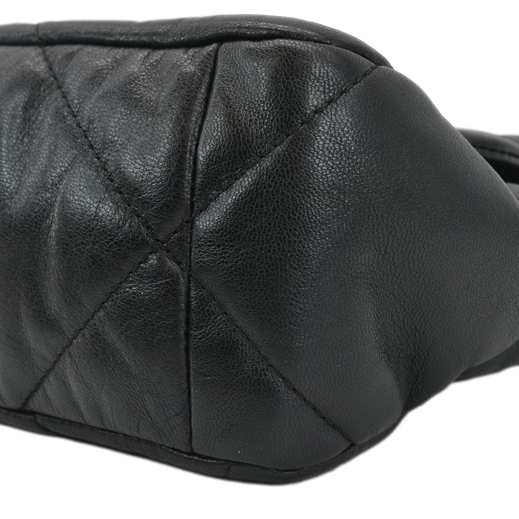 Chanel 19 Flap Quilted Lambskin Leather Shoulder Bag Black