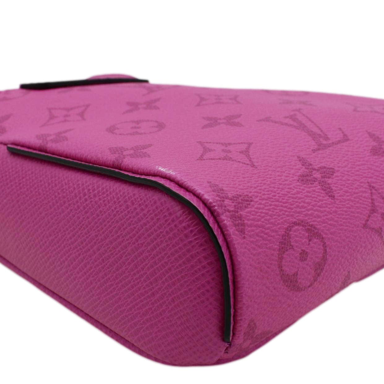 LOUIS VUITTON Outdoor Slingbag Monogram Taigarama Leather Crossbody Bag Fuchsia