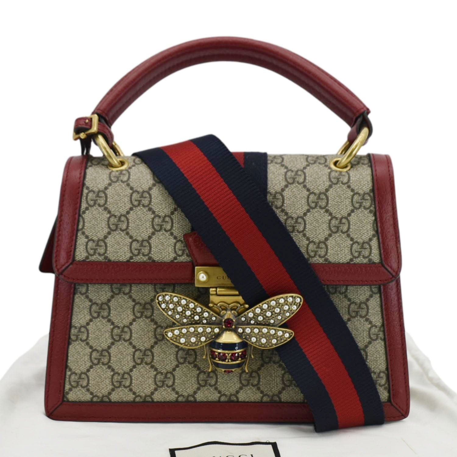GUCCI Queen Margaret Bee Gucci Supreme Canvas Shoulder Bag Red 476541