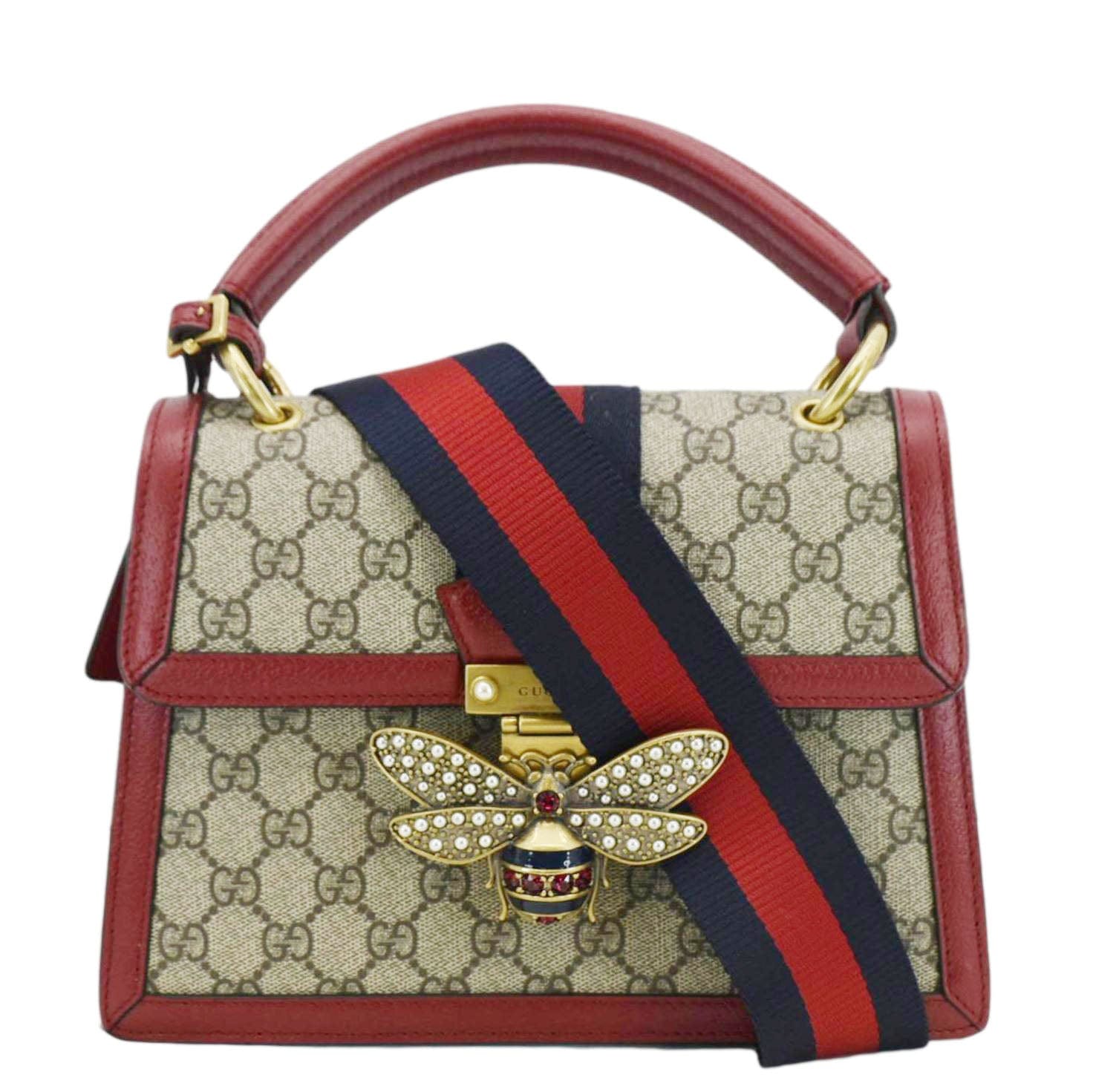 GUCCI Queen Margaret Bee Gucci Supreme Canvas Shoulder Bag Red 476541