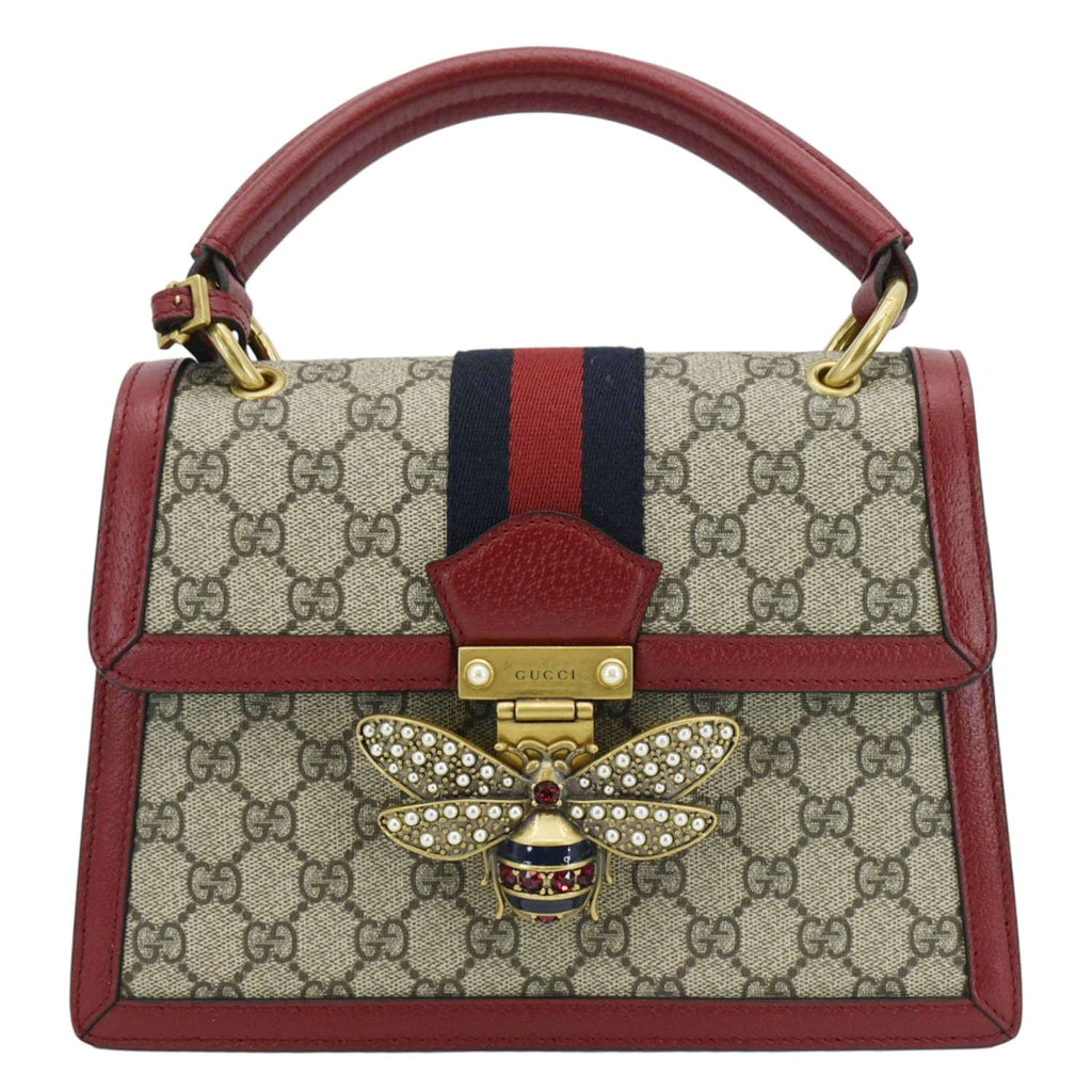 GUCCI Queen Margaret Bee Gucci Supreme Canvas Shoulder Bag Red 476541
