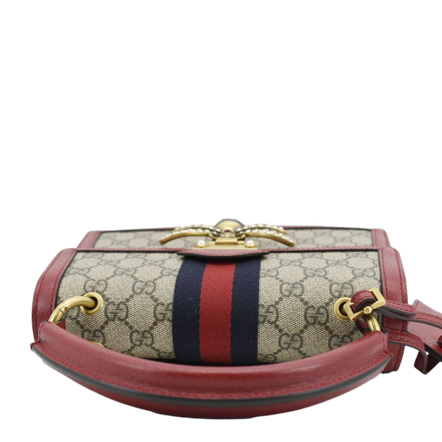 GUCCI Queen Margaret Bee Gucci Supreme Canvas Shoulder Bag Red 476541