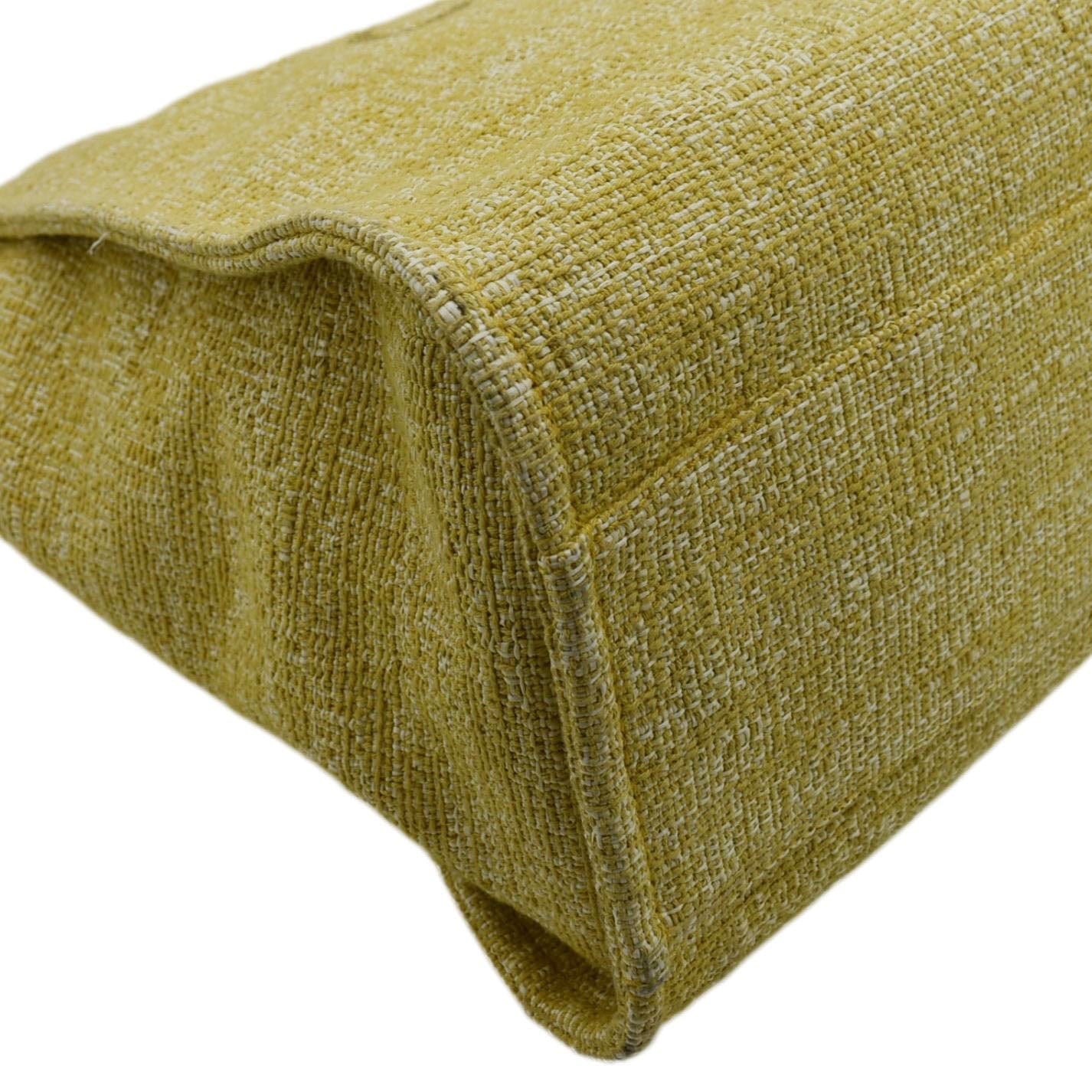 Chanel Deauville Tweed Canvas Shopping Tote Shoulder Bag Yellow