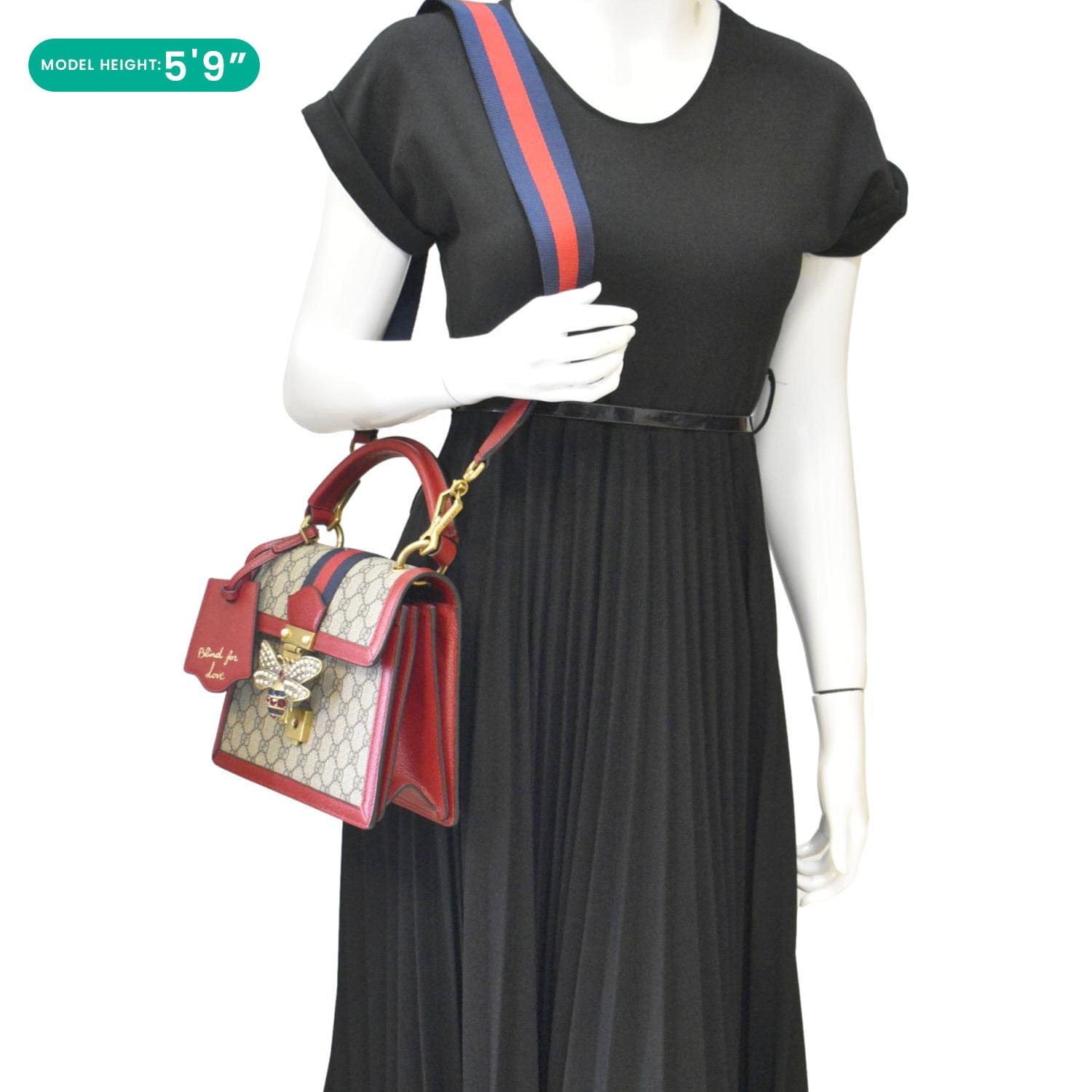 GUCCI Queen Margaret Bee Gucci Supreme Canvas Shoulder Bag Red 476541