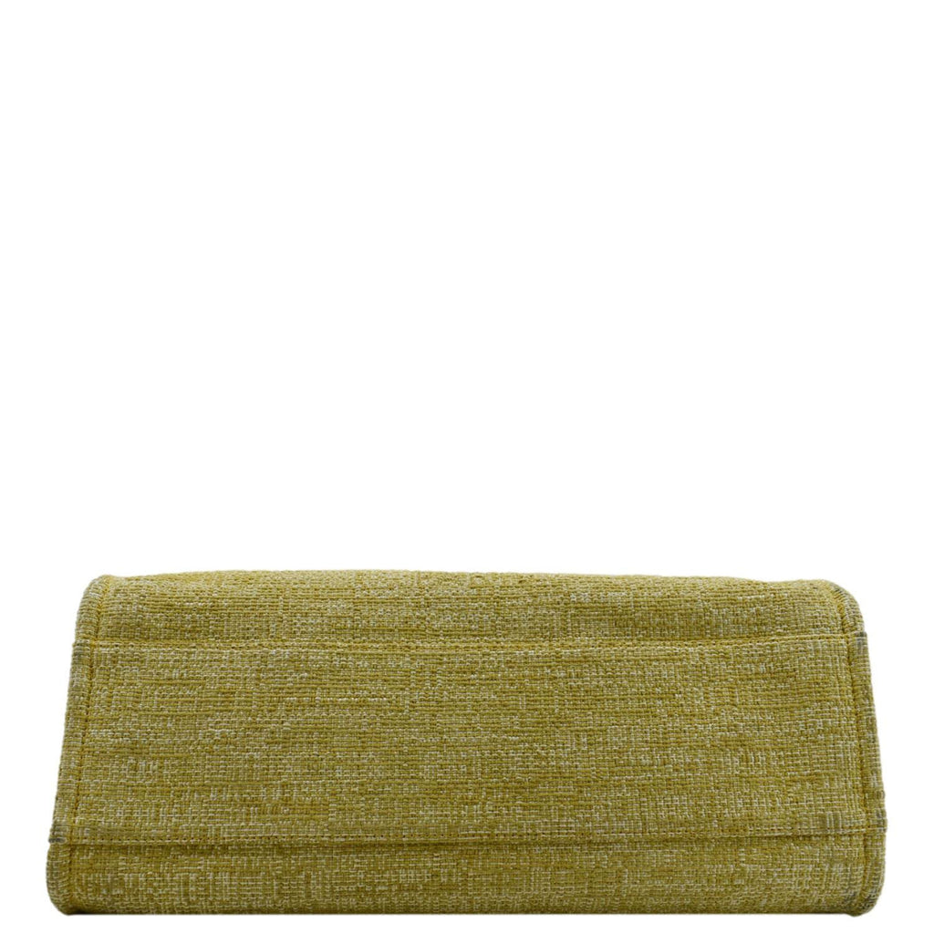 Chanel Deauville Tweed Canvas Shopping Tote Shoulder Bag Yellow