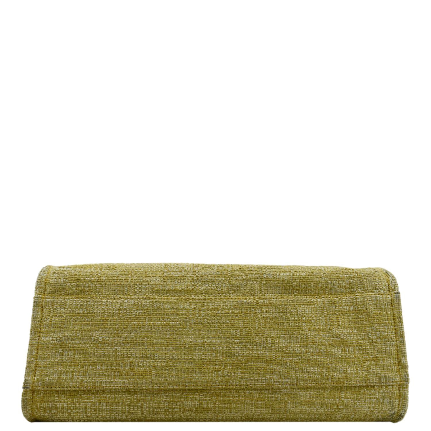 Chanel Deauville Tweed Canvas Shopping Tote Shoulder Bag Yellow