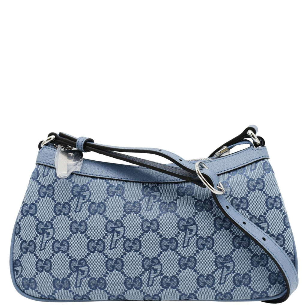 GUCCI X Palace Half Moon Mini Gucci-P Canvas Shoulder Bag Light Blue 723737