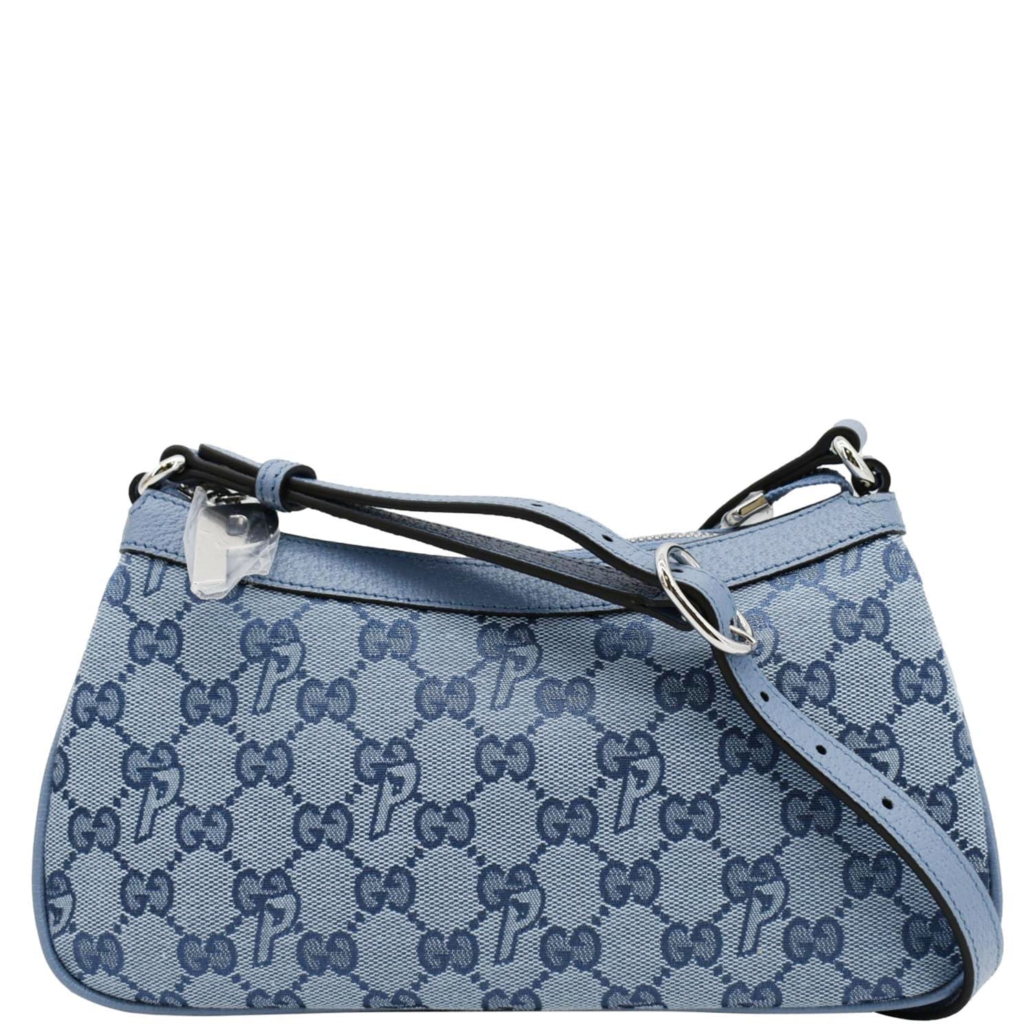 GUCCI X Palace Half Moon Mini Gucci-P Canvas Shoulder Bag Light Blue 723737