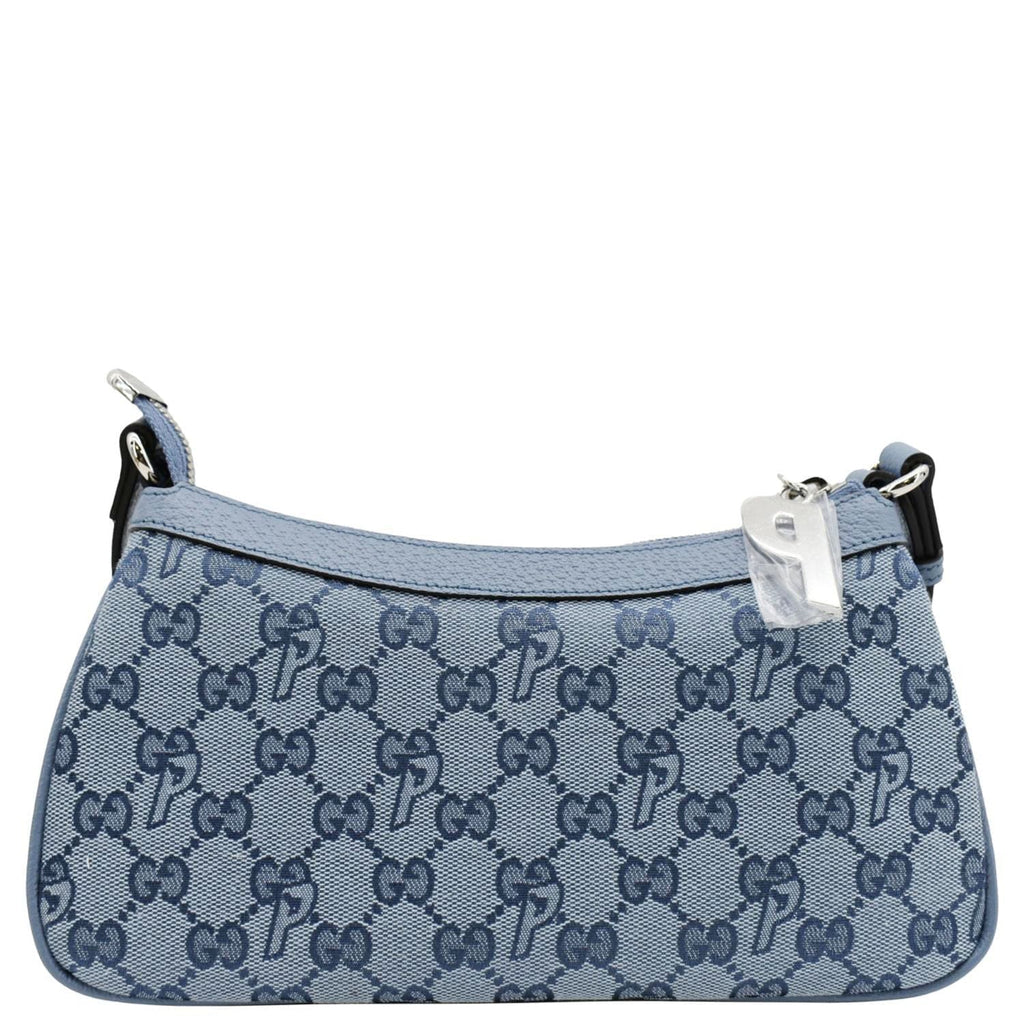 GUCCI X Palace Half Moon Mini Gucci-P Canvas Shoulder Bag Light Blue 723737