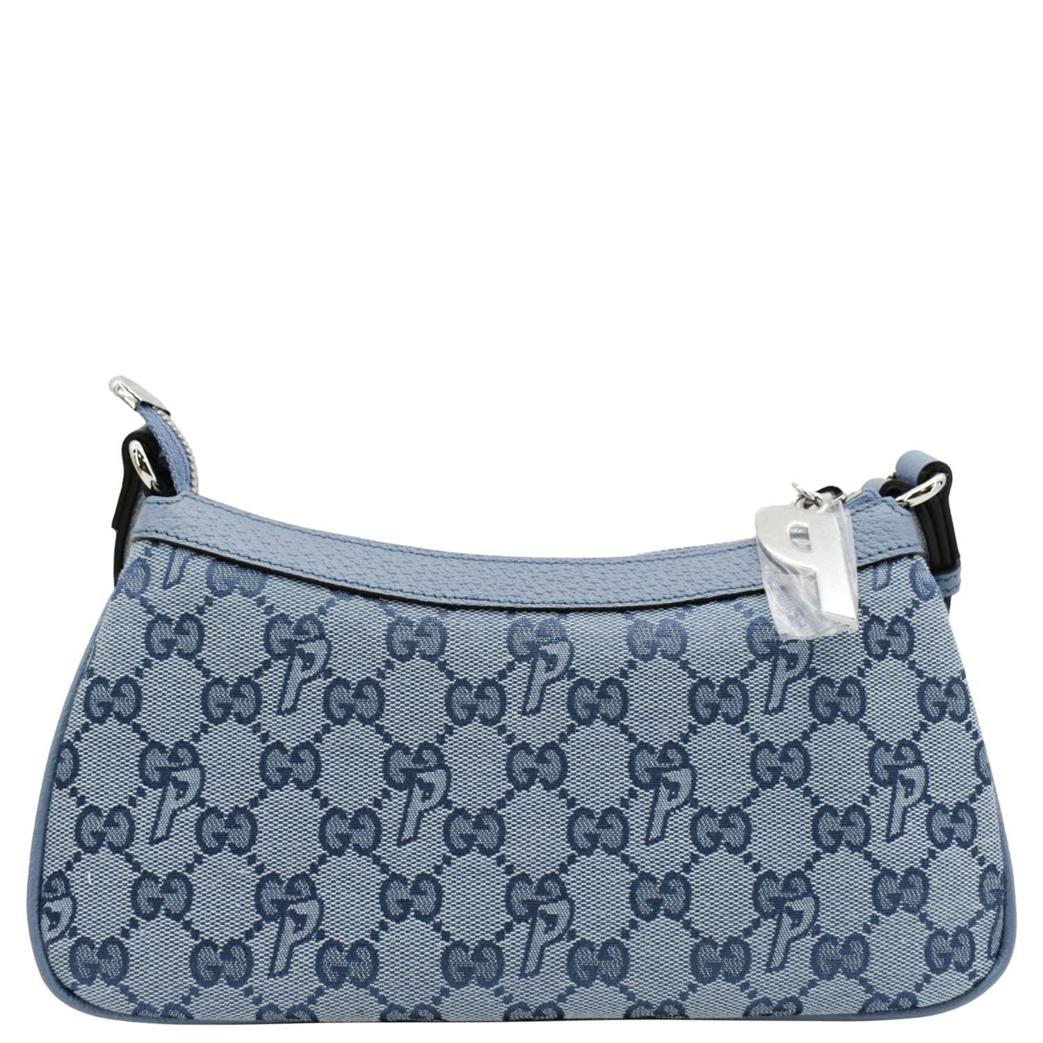GUCCI X Palace Half Moon Mini Gucci-P Canvas Shoulder Bag Light Blue 723737