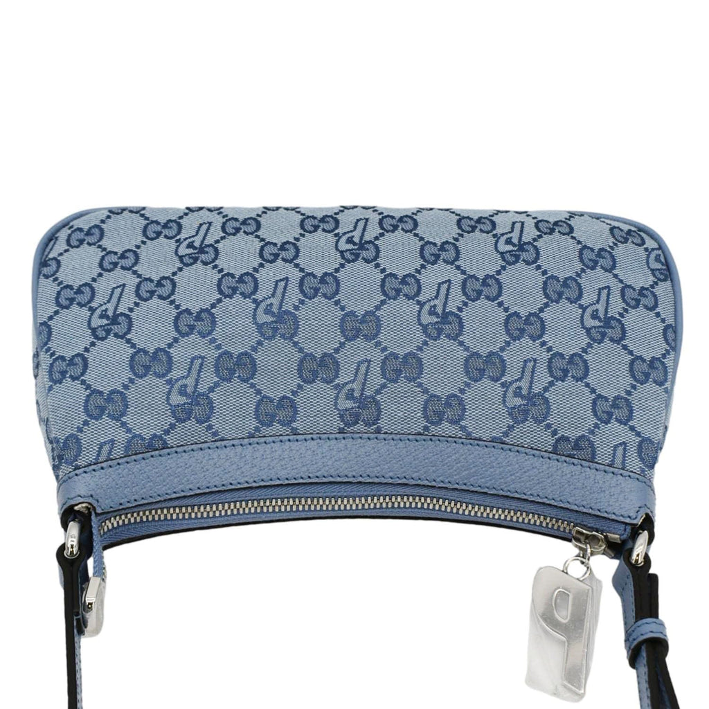 GUCCI X Palace Half Moon Mini Gucci-P Canvas Shoulder Bag Light Blue 723737