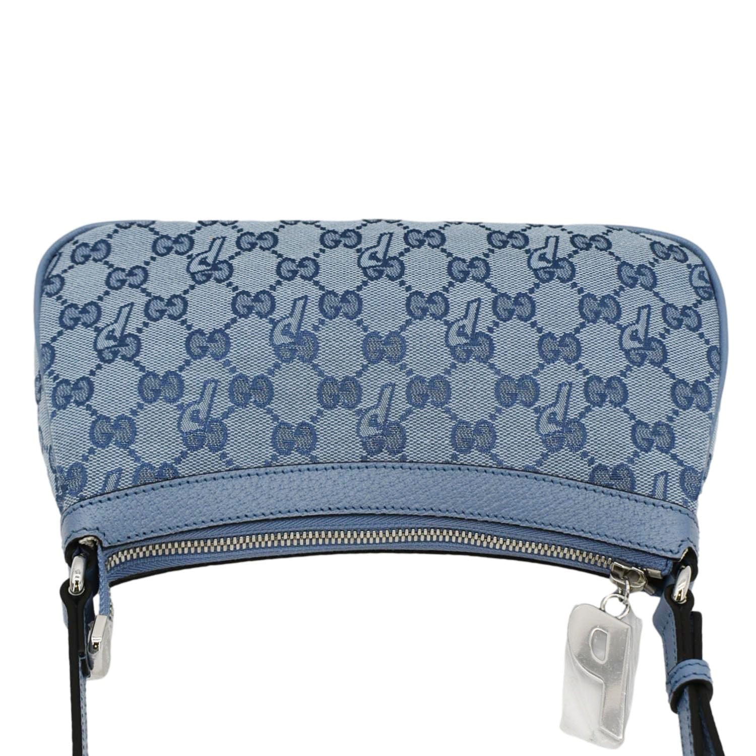 GUCCI X Palace Half Moon Mini Gucci-P Canvas Shoulder Bag Light Blue 723737