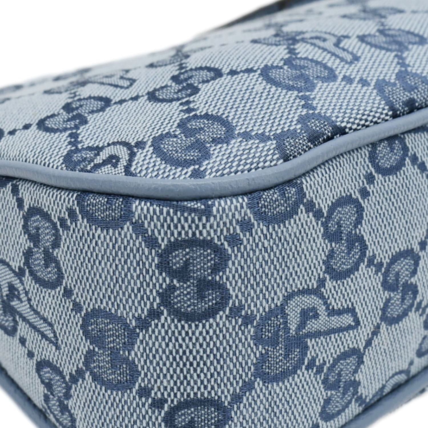 GUCCI X Palace Half Moon Mini Gucci-P Canvas Shoulder Bag Light Blue 723737