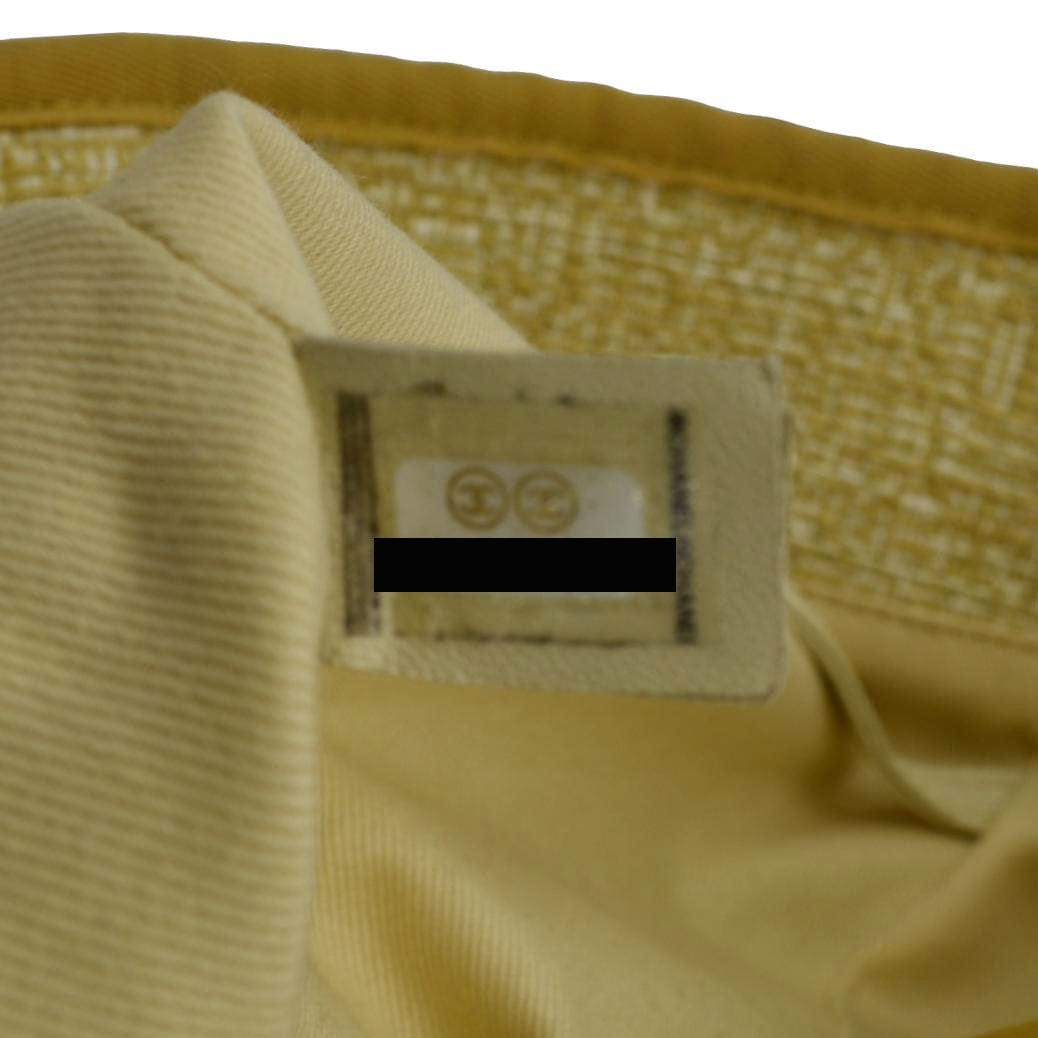 Chanel Deauville Tweed Canvas Shopping Tote Shoulder Bag Yellow