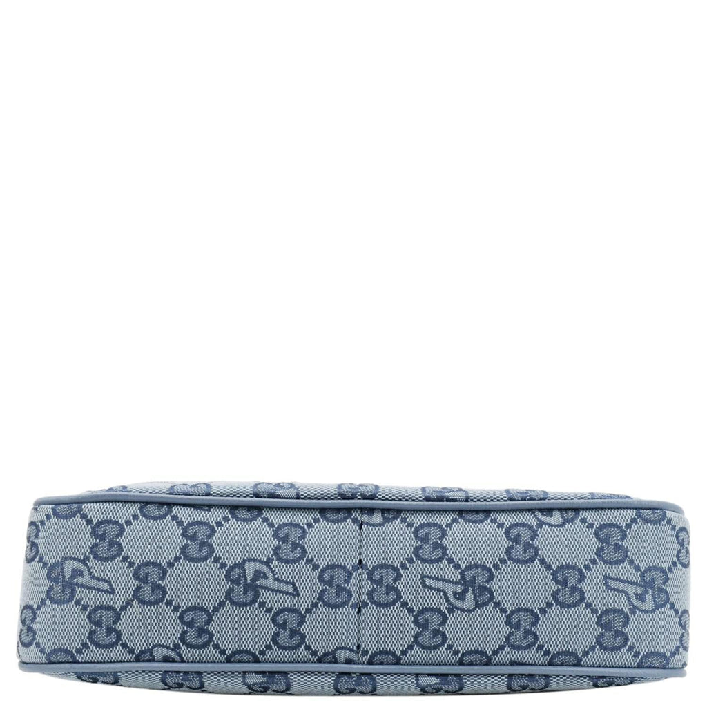 GUCCI X Palace Half Moon Mini Gucci-P Canvas Shoulder Bag Light Blue 723737