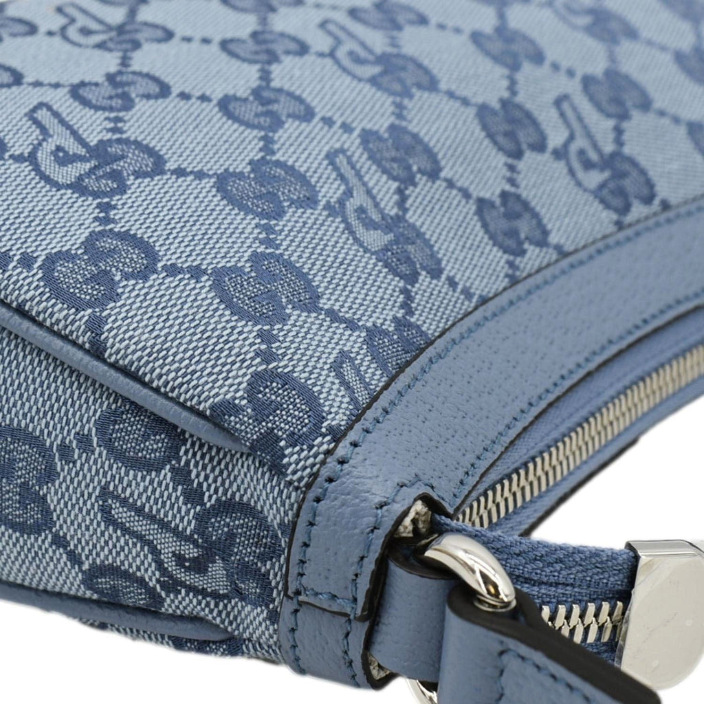 GUCCI X Palace Half Moon Mini Gucci-P Canvas Shoulder Bag Light Blue 723737
