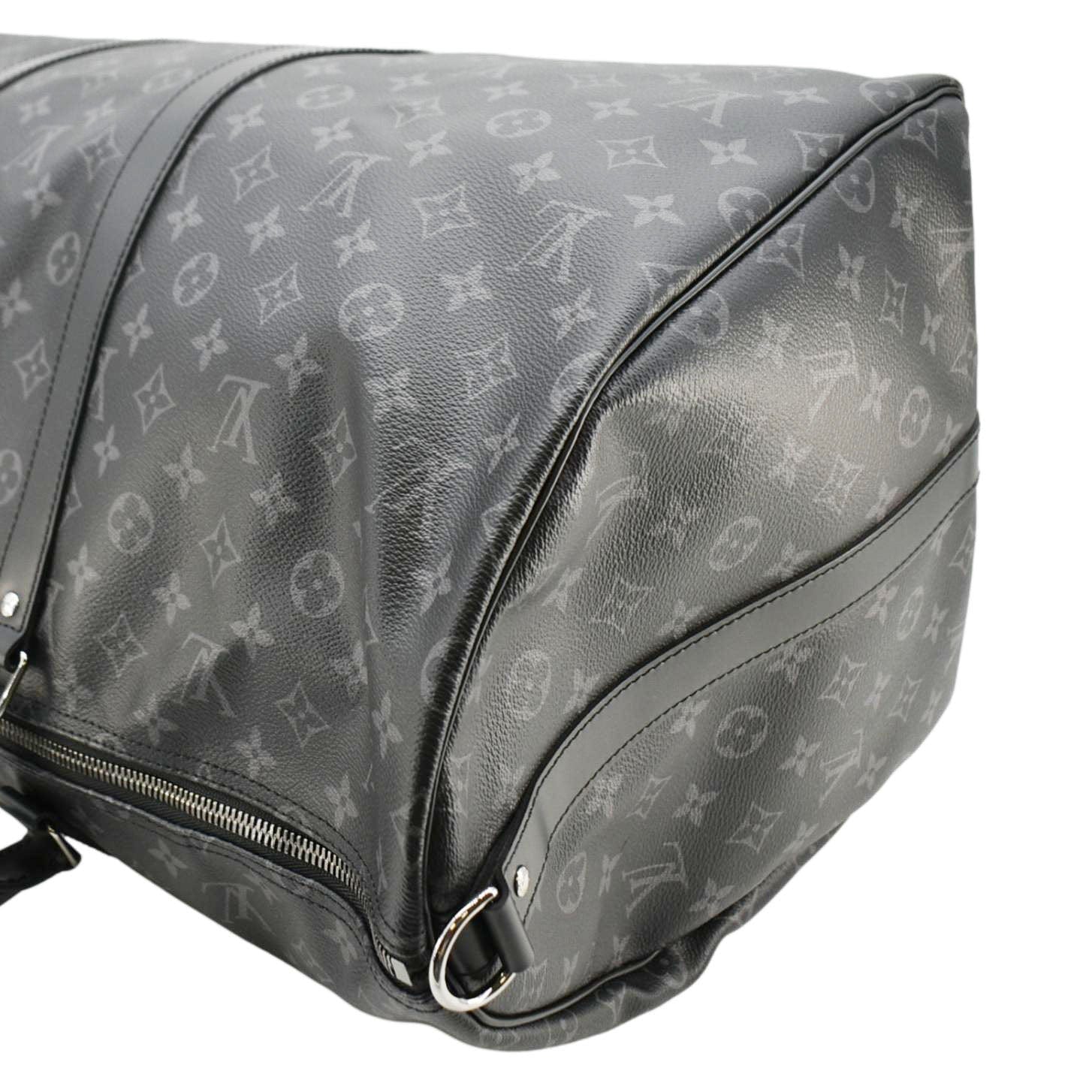 LOUIS VUITTON Keepall 55 Bandouliere Monogram Eclipse Travel Bag Black