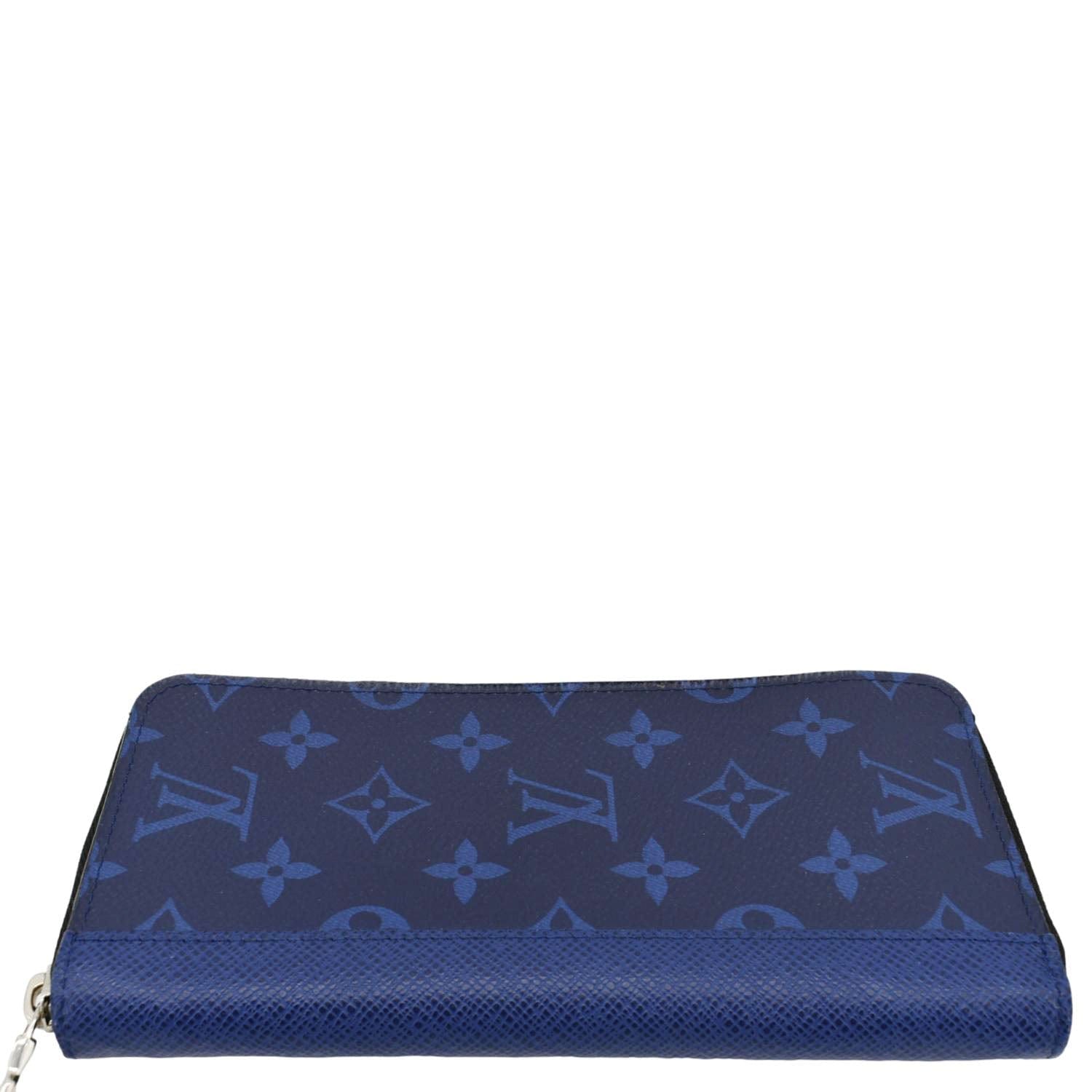 LOUIS VUITTON Zippy Vertical Taigarama Long Wallet Cobalt Blue