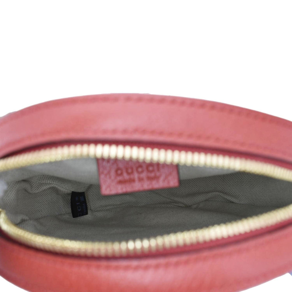GUCCI Ophidia Apple Round Gucci Supreme Monogram Canvas Crossbody Bag Red 625216
