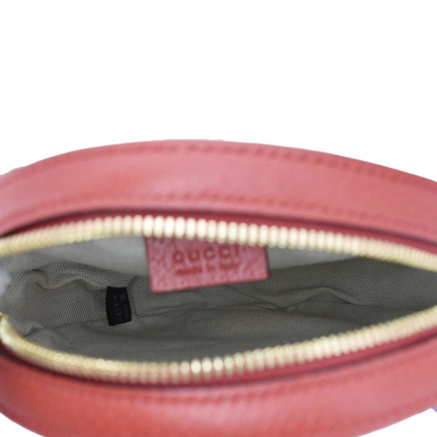 GUCCI Ophidia Apple Round Gucci Supreme Monogram Canvas Crossbody Bag Red 625216