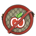 GUCCI Ophidia Apple Round Gucci Supreme Monogram Canvas Crossbody Bag Red 625216