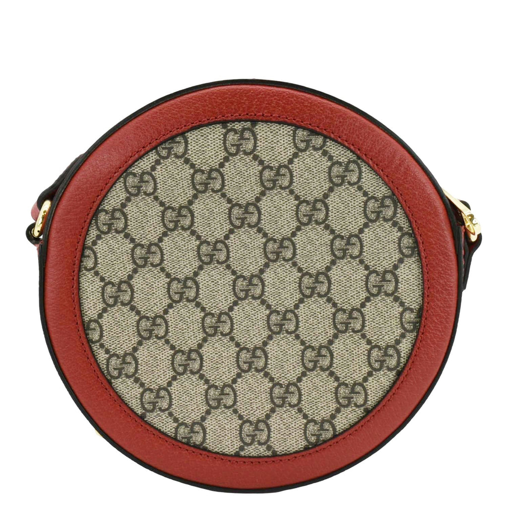 GUCCI Ophidia Apple Round Gucci Supreme Monogram Canvas Crossbody Bag Red 625216