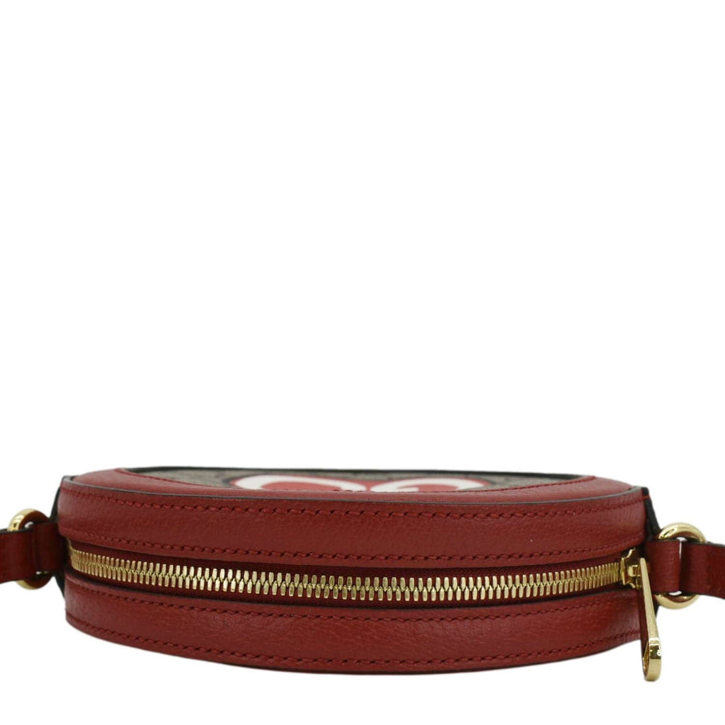 GUCCI Ophidia Apple Round Gucci Supreme Monogram Canvas Crossbody Bag Red 625216