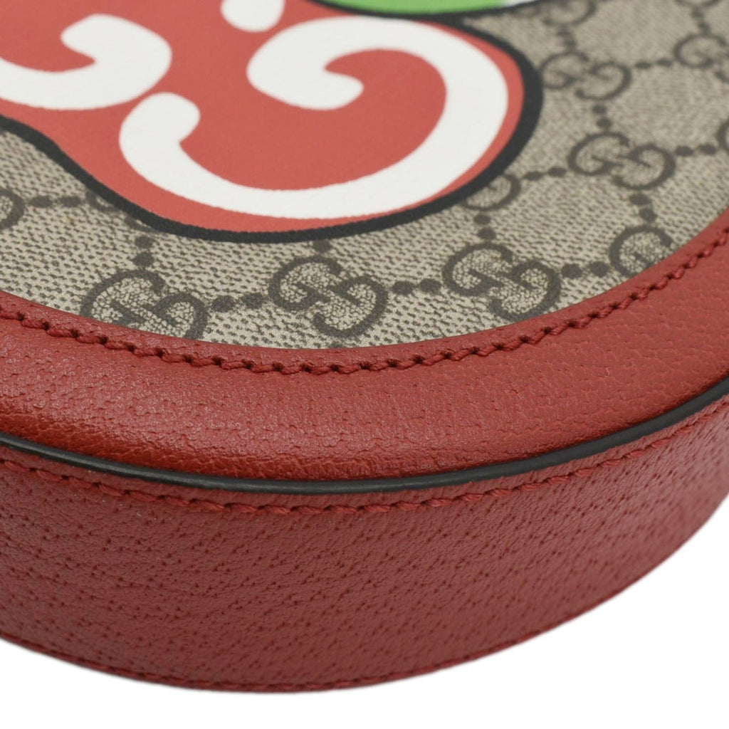 GUCCI Ophidia Apple Round Gucci Supreme Monogram Canvas Crossbody Bag Red 625216