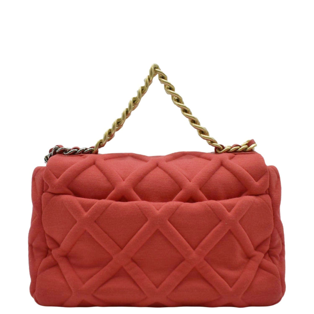 Chanel 19 Flap Quitled Jersey Lambskin Shoulder Bag Red